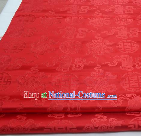 Chinese Traditional Tang Suit Satin Fabric Royal Calabash Pattern Red Brocade Material Classical Silk Fabric