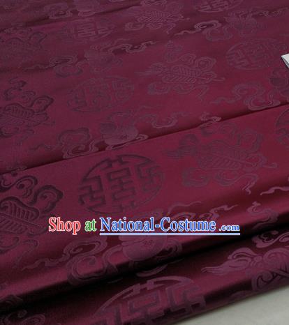 Chinese Traditional Tang Suit Satin Fabric Royal Calabash Pattern Purple Brocade Material Classical Silk Fabric