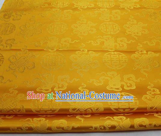 Chinese Traditional Tang Suit Satin Fabric Royal Calabash Pattern Golden Brocade Material Classical Silk Fabric