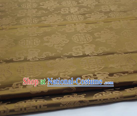 Chinese Traditional Tang Suit Satin Fabric Royal Calabash Pattern Bronze Brocade Material Classical Silk Fabric