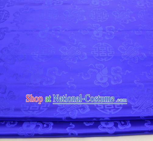 Chinese Traditional Tang Suit Satin Fabric Royal Calabash Pattern Blue Brocade Material Classical Silk Fabric