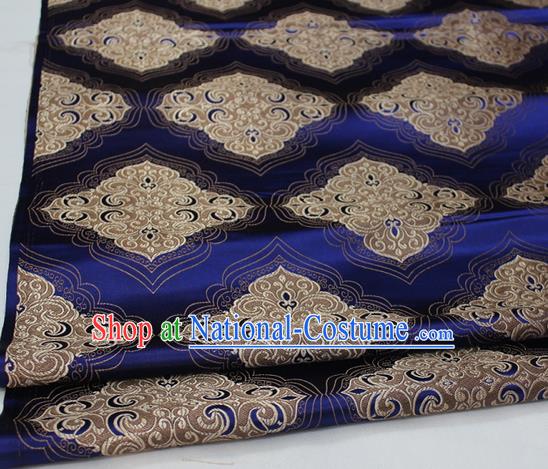 Chinese Traditional Tang Suit Navy Blue Brocade Royal Pattern Satin Fabric Material Classical Silk Fabric