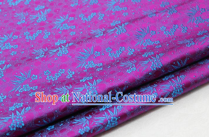 Asian Chinese Traditional Tang Suit Royal Plum Blossom Bamboo Pattern Rosy Brocade Satin Fabric Material Classical Silk Fabric