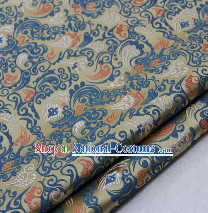 Asian Chinese Traditional Tang Suit Royal Pattern Golden Brocade Satin Fabric Material Classical Silk Fabric