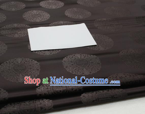 Asian Chinese Traditional Tang Suit Royal Round Pattern Black Brocade Satin Fabric Material Classical Silk Fabric