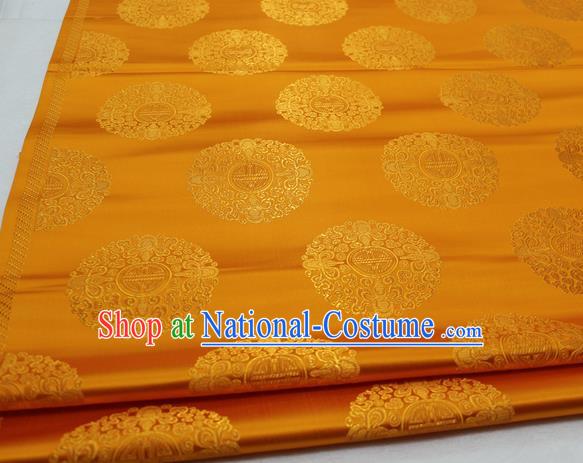 Asian Chinese Traditional Tang Suit Royal Round Pattern Golden Brocade Satin Fabric Material Classical Silk Fabric