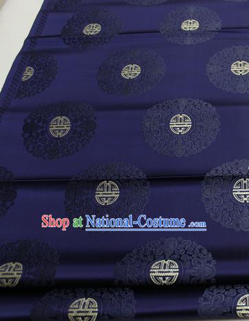 Asian Chinese Traditional Tang Suit Royal Pattern Navy Brocade Satin Fabric Material Classical Silk Fabric