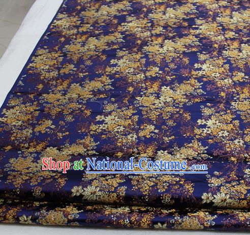 Asian Chinese Traditional Tang Suit Royal Cherry Blossom Pattern Royalblue Brocade Satin Fabric Material Classical Silk Fabric