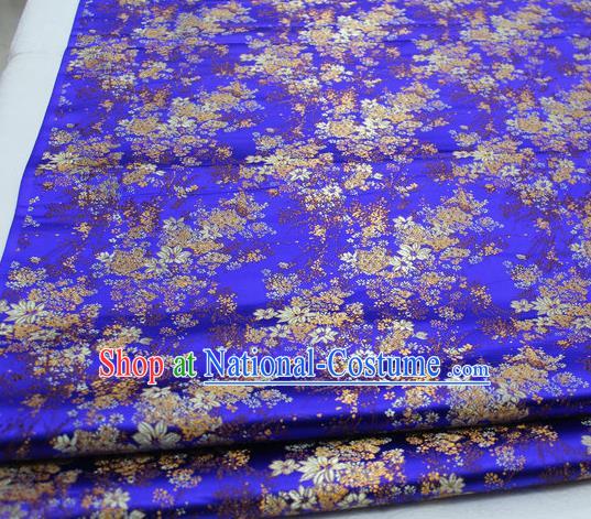 Asian Chinese Traditional Tang Suit Royal Cherry Blossom Pattern Royalblue Brocade Satin Fabric Material Classical Silk Fabric