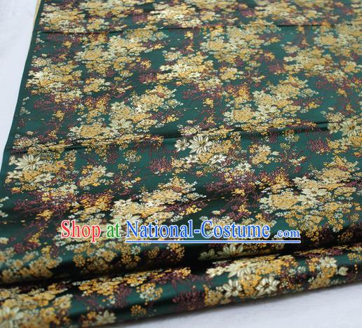 Asian Chinese Traditional Tang Suit Royal Cherry Blossom Pattern Green Brocade Satin Fabric Material Classical Silk Fabric