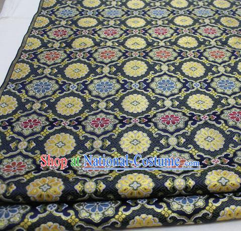 Asian Chinese Traditional Tang Suit Royal Pattern Black Brocade Satin Fabric Material Classical Silk Fabric