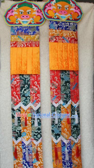 Chinese Traditional Buddhist Colorful Brocade Streamer Tibetan Buddhism Temple Decoration