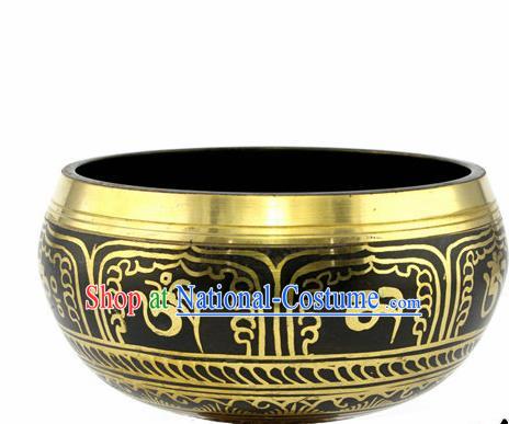 Chinese Traditional Buddhism Copper Sanskrit Bowl Feng Shui Items Buddhist Decoration