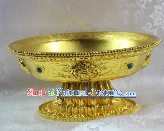 Chinese Traditional Buddhism Brass Tray Feng Shui Items Vajrayana Buddhist Teaboard Decoration