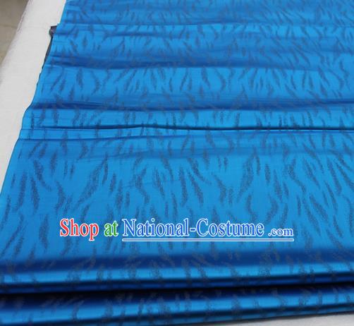 Asian Chinese Traditional Classical Pattern Blue Brocade Tang Suit Satin Fabric Material Classical Silk Fabric