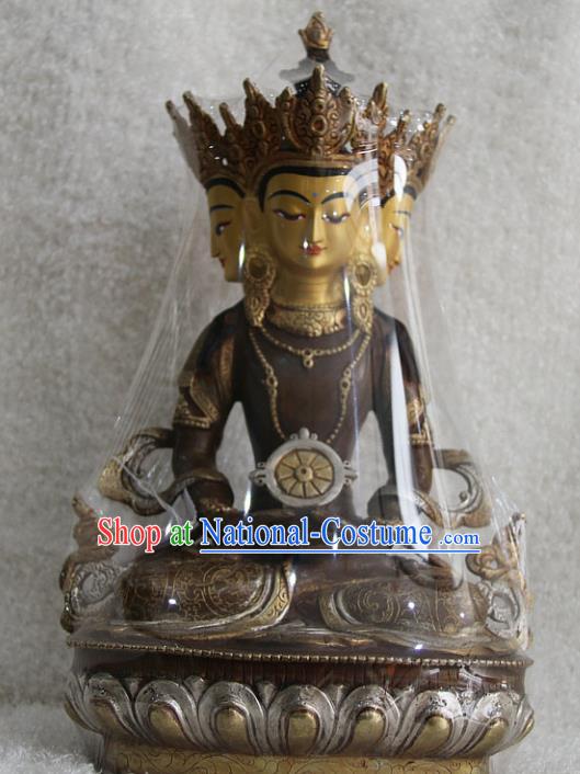 Chinese Traditional Buddhist Copper Buddha Vairochana Statue Tibetan Buddhism Feng Shui Items Sculpture