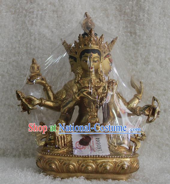 Chinese Traditional Buddhist Copper Women Buddha Statue Tibetan Buddhism Feng Shui Items Sculpture