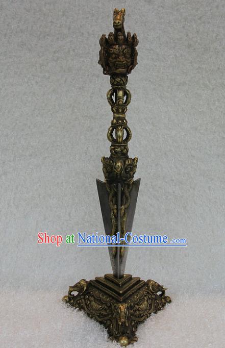 Chinese Traditional Feng Shui Items Buddhism Dorje Phurba Buddhist Carving Copper Vajra Pestle