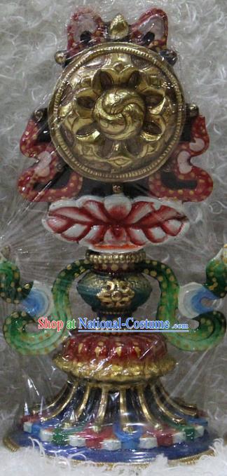 Chinese Traditional Tibetan Buddhism Feng Shui Items Copper Gilding Decoration Buddhist Colored Drawing Offerings