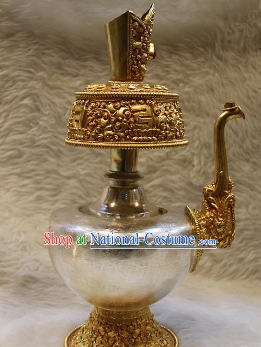 Chinese Traditional Buddhist Offersacrifice Copper Flagon Buddha Wine Pot Decoration Tibetan Buddhism Feng Shui Items