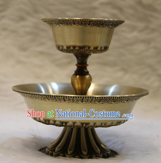 Chinese Traditional Buddhist Offersacrifice Buddha Brass Cup Decoration Tibetan Buddhism Feng Shui Items