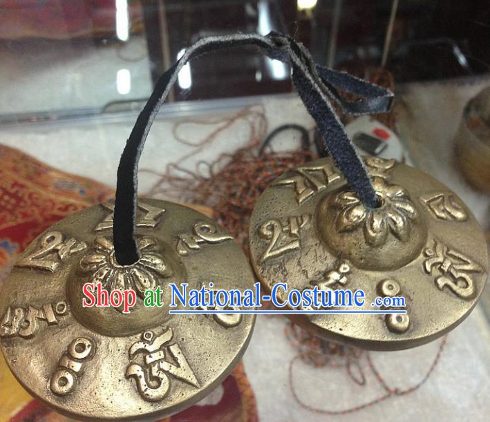 Chinese Traditional Feng Shui Items Buddhism Cymbal Buddhist Carving Copper Musical Instrument