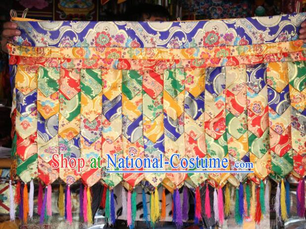 Chinese Traditional Buddhist Brocade Purdah Curtain Tibetan Buddhism Portiere Decoration