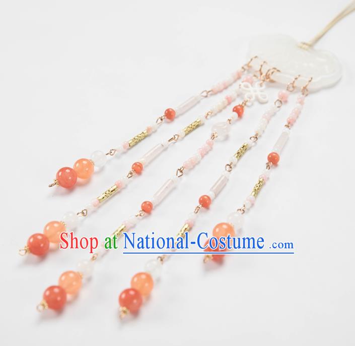 Chinese Traditional Ancient Princess Waist Accessories Hanfu Tassel Jade Pendant for Women