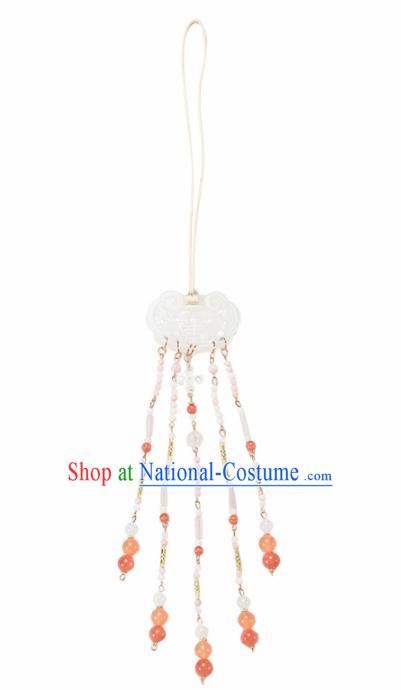 Chinese Traditional Ancient Princess Waist Accessories Hanfu Tassel Jade Pendant for Women