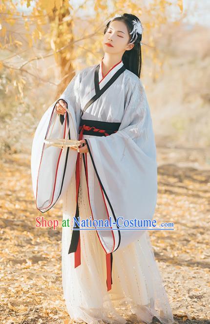 Chinese Traditional Ancient Princess Hanfu Dress Jin Dynasty Imperial Consort Embroidered Historical Costume for Women