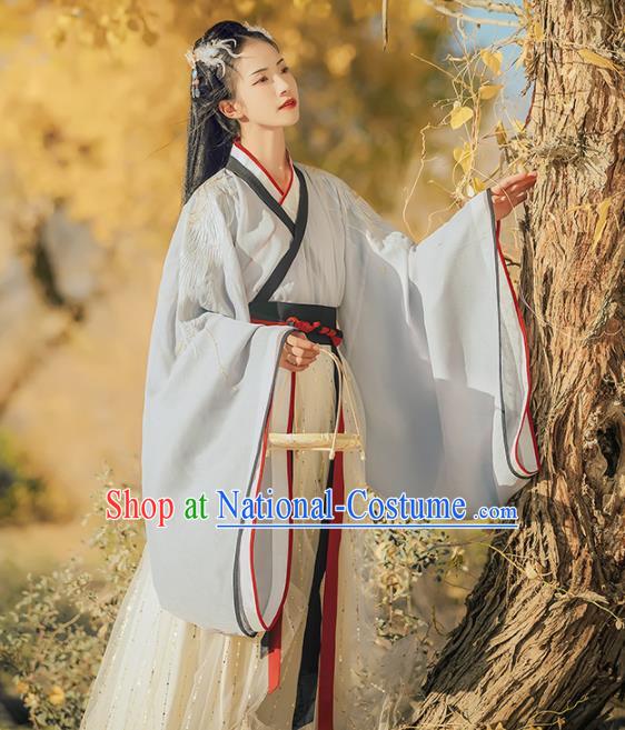 Chinese Traditional Ancient Princess Hanfu Dress Jin Dynasty Imperial Consort Embroidered Historical Costume for Women