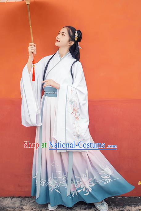 Chinese Ancient Court Maid Hanfu Dress Traditional Han Dynasty Princess Palace Lady Embroidered Historical Costume for Women