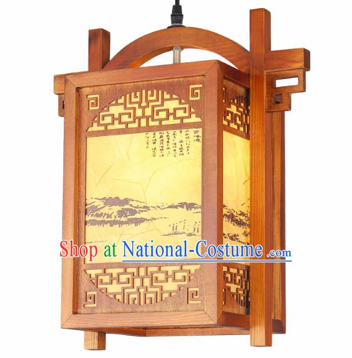 Chinese Traditional Hanging Lantern Handmade Wood Palace Lanterns Ceiling Lamp