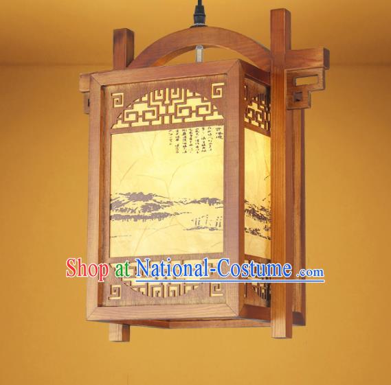 Chinese Traditional Hanging Lantern Handmade Wood Palace Lanterns Ceiling Lamp