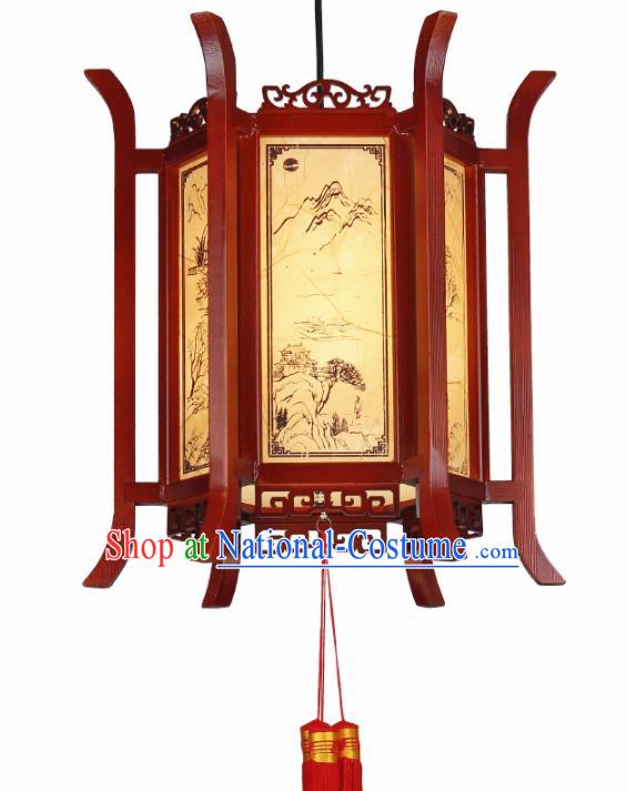 Chinese Traditional Wood Hanging Lantern Handmade New Year Palace Lanterns Ceiling Lamp