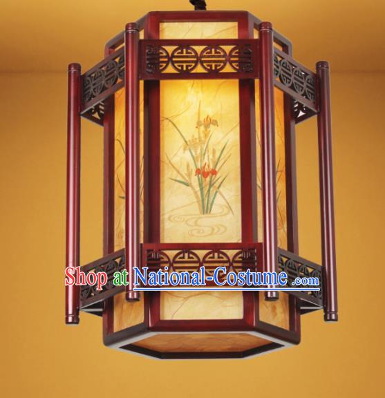 Chinese Traditional Painting Orchid Palace Lantern Handmade New Year Hanging Lanterns Ceiling Lamp