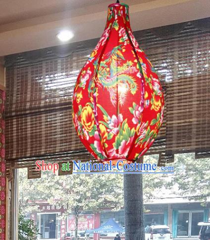 Chinese Traditional Printing Phoenix Peony Red Palace Lantern Handmade New Year Lanterns Hanging Lamp