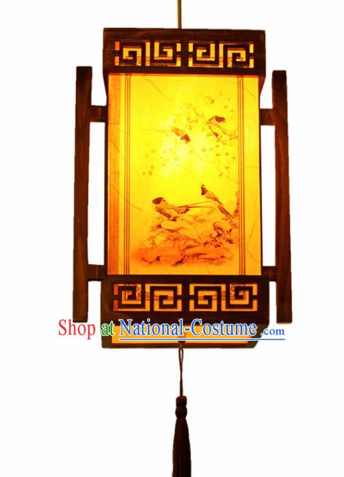 Chinese Traditional Printing Birds Wood Palace Lantern Handmade New Year Hanging Lanterns Ceiling Lamp