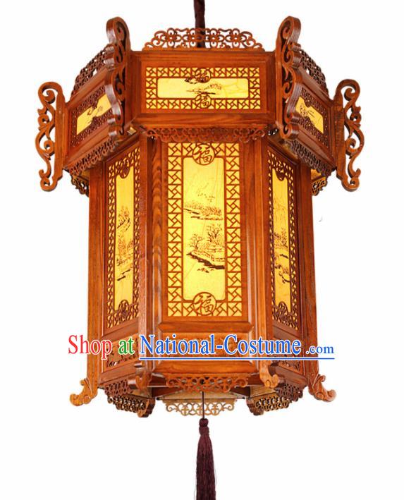 Chinese Traditional Handmade Wood Carving Palace Lantern Hanging Lanterns Ceiling Lamp