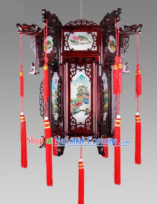 Chinese Traditional Handmade Wood Palace Lantern Classical Hanging Lanterns Ceiling Lamp