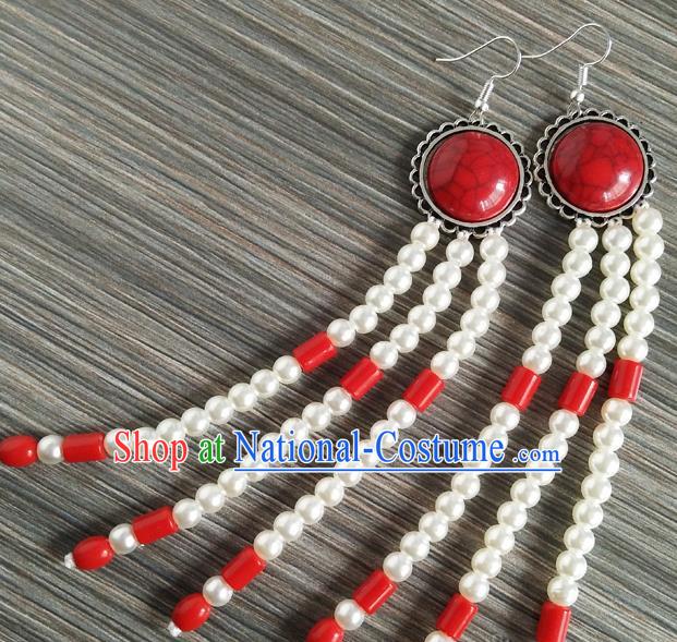 Traditional Chinese Mongol Nationality Ear Accessories Mongolian Ethnic Folk Dance Earrings for Women