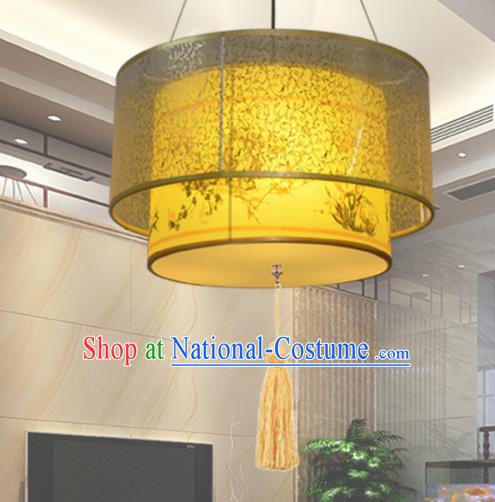 Chinese Traditional Classical Yellow Ceiling Palace Lantern Handmade New Year Lanterns Hanging Lamp