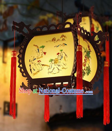 Chinese Traditional New Year Yellow Palace Lantern Handmade Hanging Lanterns Ceiling Lamp