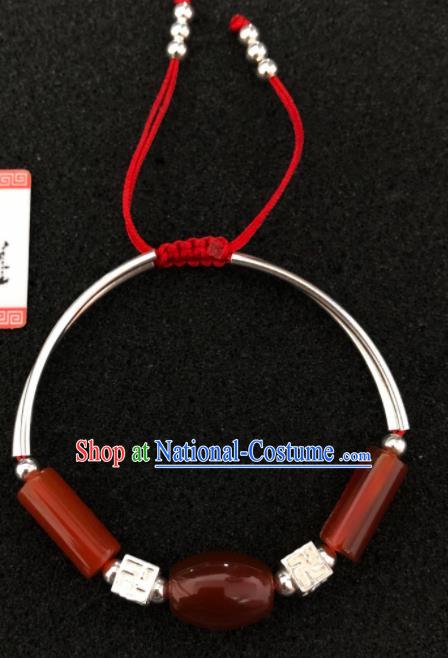 Traditional Chinese Mongol Nationality Agate Bracelet Accessories Mongolian Ethnic Bangle for Women