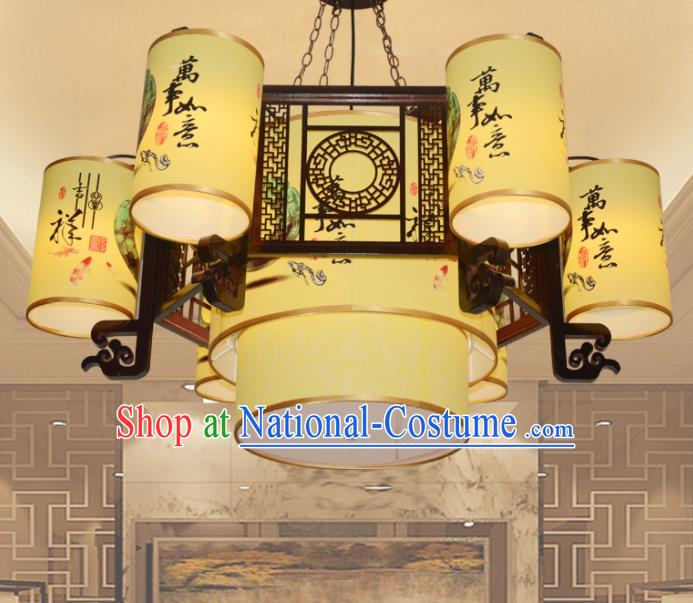 Chinese Traditional Classical Six Light Ceiling Palace Lantern Handmade New Year Lanterns Hanging Lamp