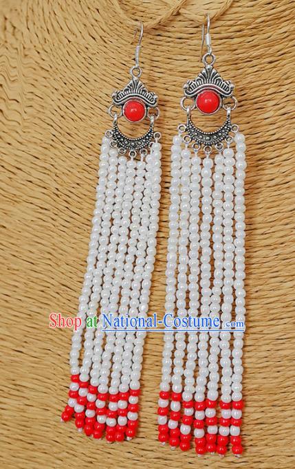 Traditional Chinese Mongolian Ethnic Tassel Ear Accessories Mongol Nationality Earrings for Women