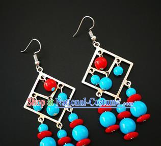 Traditional Chinese Mongolian Ethnic Folk Dance Ear Accessories Mongol Nationality Earrings for Women