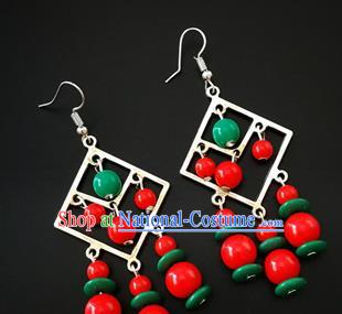 Traditional Chinese Mongolian Ethnic Ear Accessories Mongol Nationality Folk Dance Earrings for Women