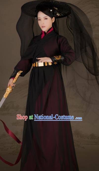 Chinese Ancient Female Swordsman Hanfu Dress Traditional Song Dynasty Knight Historical Costume for Women