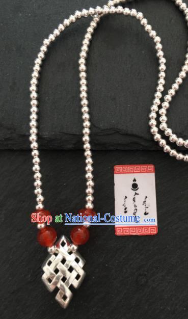 Chinese Mongol Nationality Sliver Necklet Accessories Traditional Mongolian Ethnic Necklace for Women